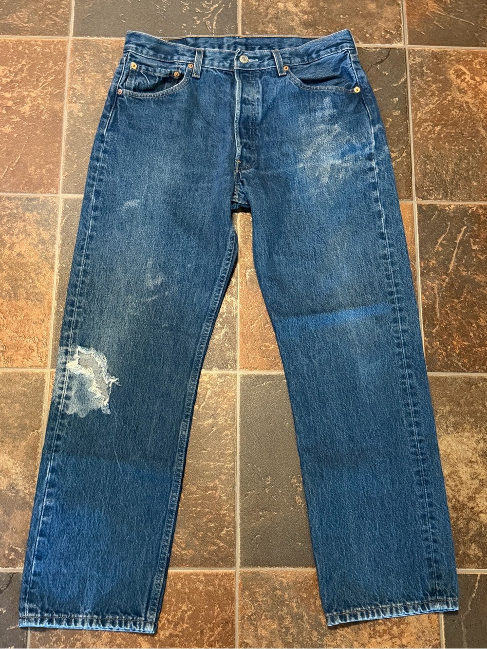 Vintage Levi's 501 Mens Original Fit “Batwing” Dark Wash Size 34